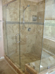 Frameless Shower Enclosure with Brushed Nickel Fittings